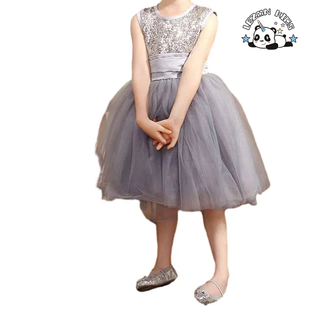 LEZONKIDS - Produto Novo Personalizável Sem Mangas Brilho Lantejoulas Laço Grande Tutu Vestidos para Meninas de 2-14T